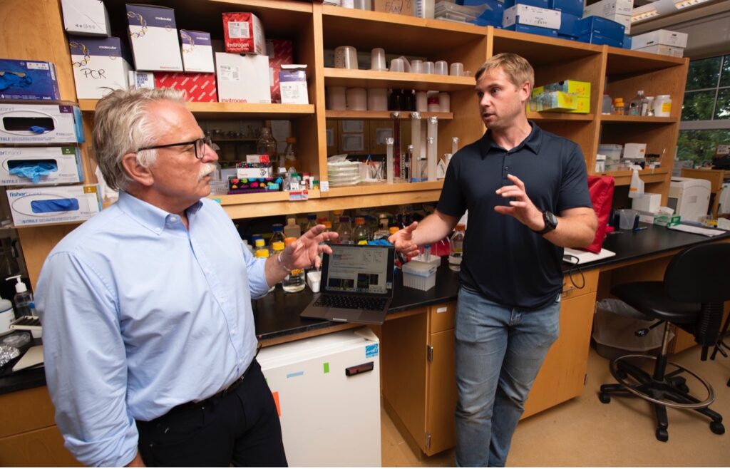 MDI Bio Lab President Dr. Hermann Haller and post-doc Cory Johnson, PhD.